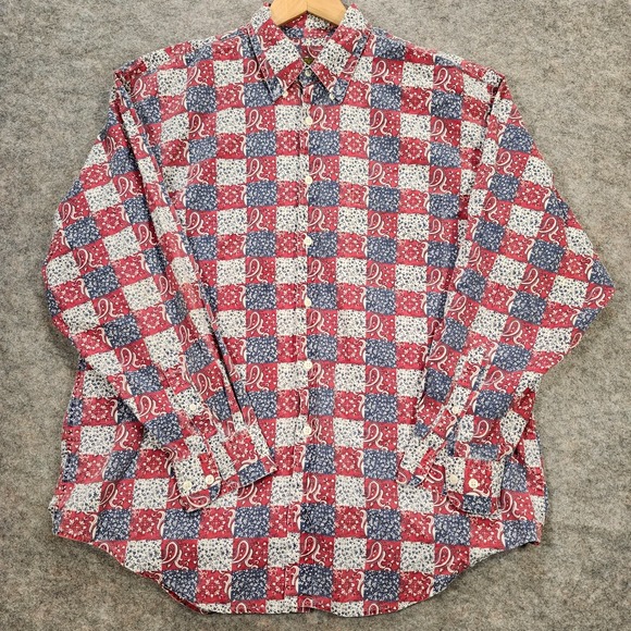 Evergreen Shirtmakers Other - VTG Evergreen Shirtmakers Shirt Men L Red White‎ Blue Hipster Patriotic Paisley